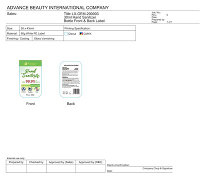 30ml (30ml Hand Sanitizer Label 00)